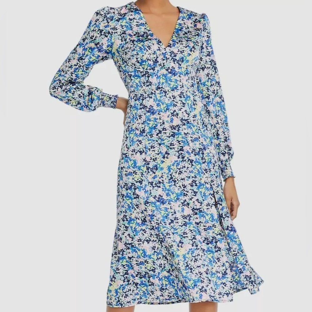 Women’s Aqua from Bloomingdale's Long Sleeve Floral Midi Dress V-neck Small